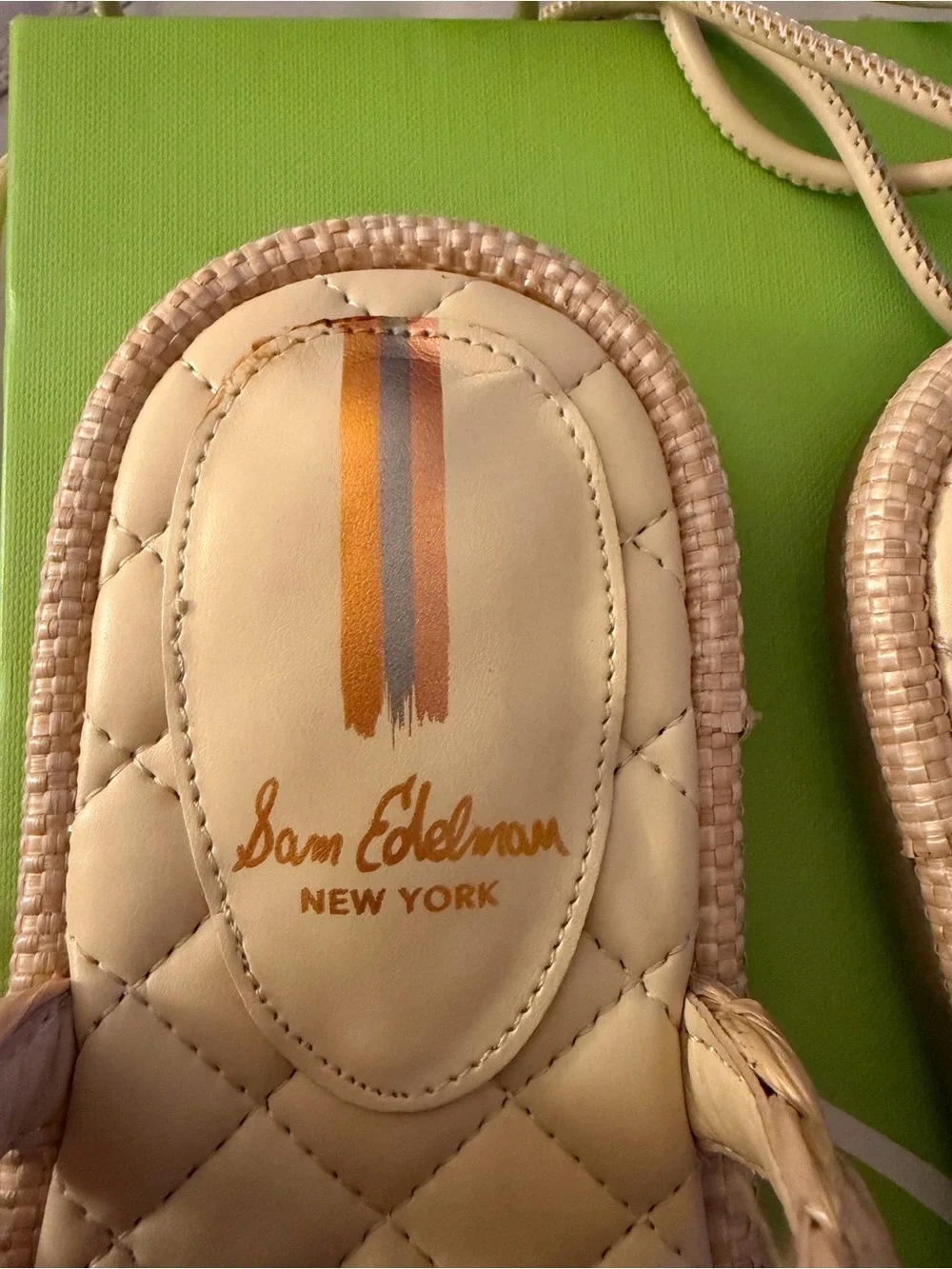 Sam Edelman Quilted Beige Braided Lace-Up Sandals